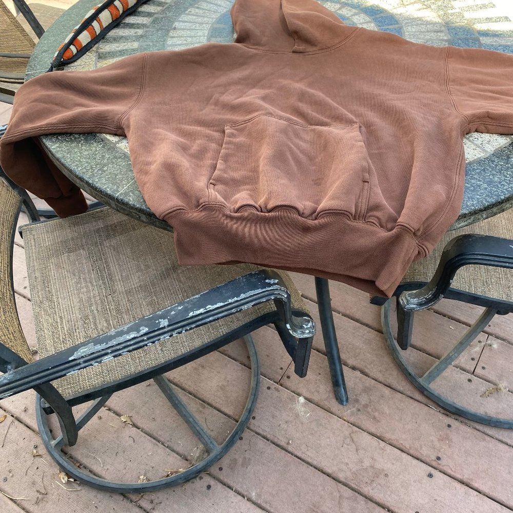 Authentic, never-worn Yeezy/Gap brown Hoodie. Size XS